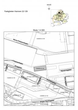 Karta över magasin M1, fastigheten Hamnen 22:192 i Malmö.