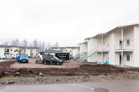 Nya lägenheter i Spåningslanda under uppförande av Lektum Fastigheter.
