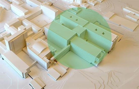 Modell av akutsjukhuset som ska byggas i Västerås.