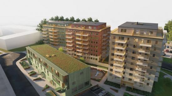 I Kvarteret Hämpling bygger Hökerum Bygg 211 nya bostäder. Det blir en mix av ettor, tvåor och treor. En del av projektet kommer troligen att byggas till ett LSS boende (bilden är en illustration).
