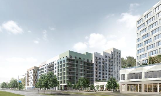 Nya bostadskvarter med upp till 600 bostäder, i anslutning till tunnelbanestationen Södra Hagalund