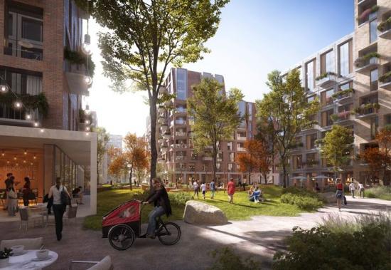 C.F. Møller Architects plan för överdäckning av &Aring;rhus bangård skapar fler möjligheter för allmänheten att vistas och umgås (bilden är en illustration).