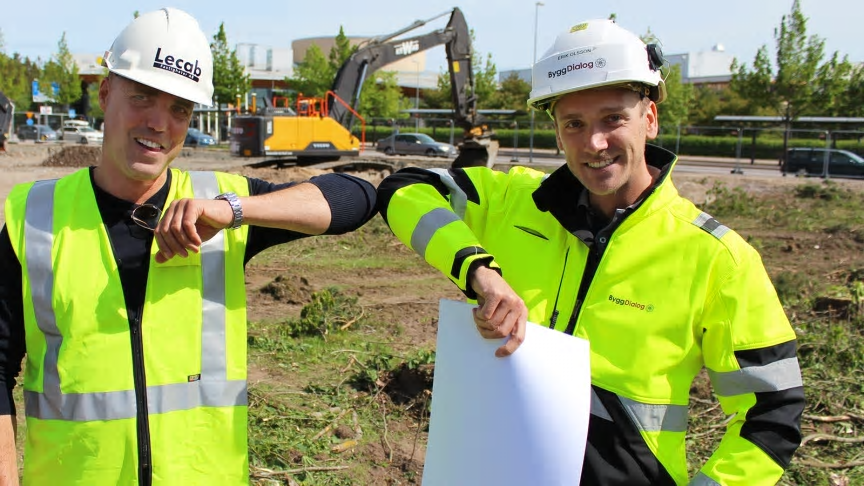Johan Svedlund, Vd Lecab Fastigheter och Erik Olsson, projektchef på ByggDialog.