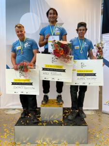 Medaljörerna i SM för unga plåtslagare 2020. Från vänster: Rasmus Eriksson, Hadi Barbari och Alexander Stüffe.