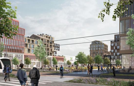 Visionsbild över Gottsunda torg och centrala delarna av Gottsundaområdet