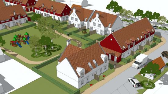Skiss över bostadsområdet som ska byggas i Tullstorp.
