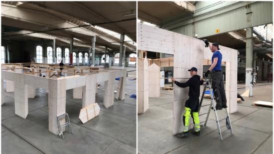 Elever på Yrkesgymnasiet i Malmö fick den ärofyllda uppgiften att bygga ihop den specialdesignade träpaviljongen till Swedish Southern Design Days.