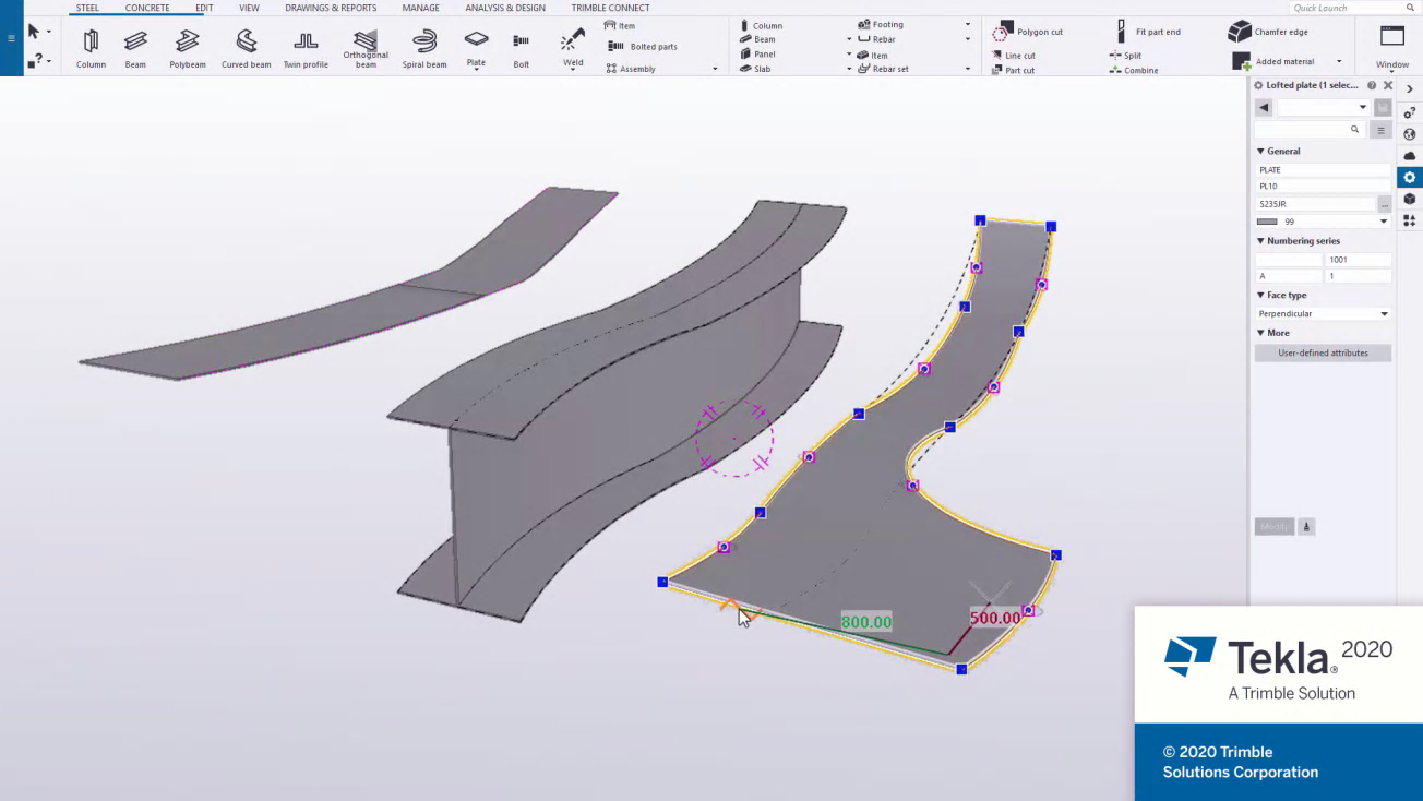 Tekla Structures 2020 Lofted plates.