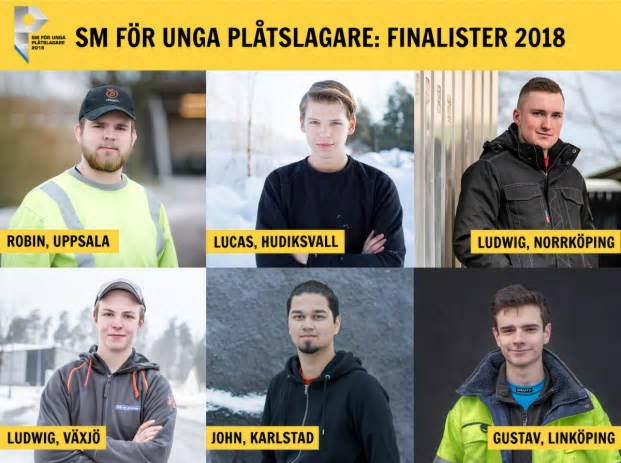 &Aring;rets finalister i SM för unga plåtslagare 2018.