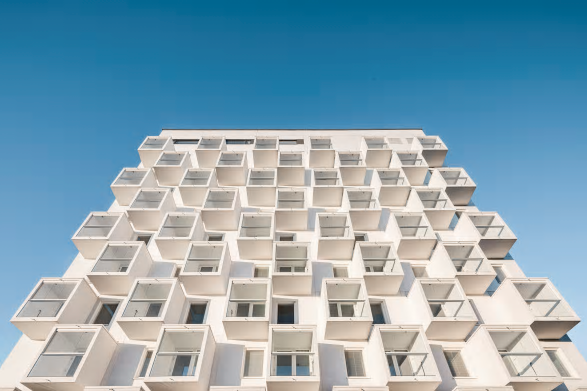 Bostadshuset “As Oy Viuhka” som vann arkitekturpris 2016 för Bästa betongprojekt i Finland, med fasadelement från TMB och övriga element från Parma Oy, Strängbetongs systerföretag i Finland.
