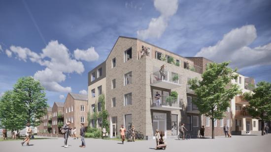 Ett steg närmare sjön kommer Ikanos kvarter med cirka 90 bostadsrätter (bilden är en illustration).