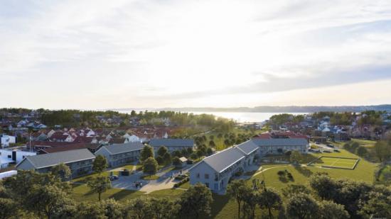 &Ouml;versiktsbild över Fiskare Karlssons gård i Stora Höga utanför Stenungsund (bilden är en illustration).