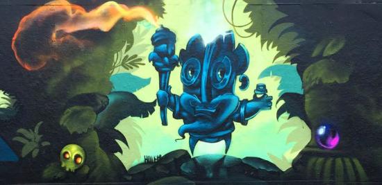 Målning av graffitikonstnärerna Kid kash & Rymd.