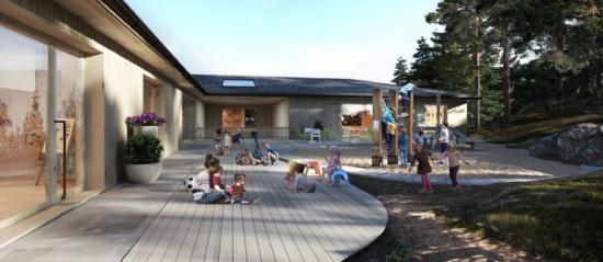 Illustration av den nya förskolan som ska byggas i Vigelsjö.