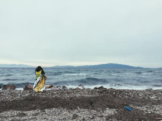 Lesvos stränder vid östra medelhavsgränsen.