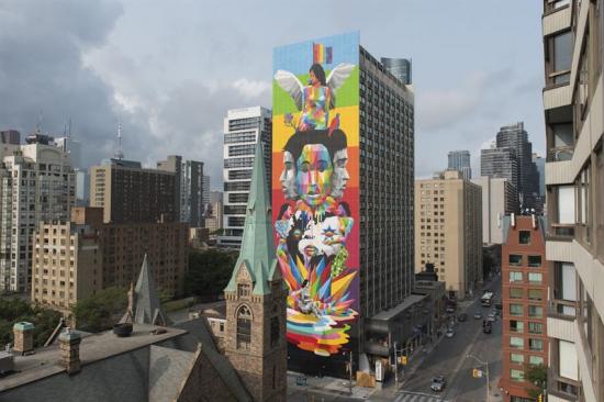 Muralmålning av Okuda i Toronto.