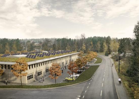 Kvarteret 1:80 i Saltsjö-Boo, Hantverkarnas co-working arena färdigställs 2021 (bilden är en illustration).