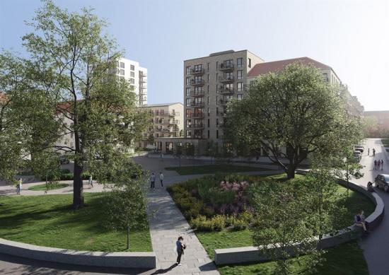 Visionsbild över &Ouml;stermalmspark (bilden är en illustration).