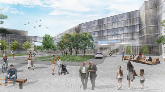 Den föreslagna nya södra entrén till Linköpings Universitetssjukhus (bilden är en illustration).