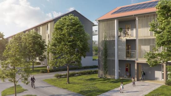 BoKloks första kommande projekt med solceller, BoKlok Esplanaden, i Upplands Väsby i Stockholm. Beräknad inflyttning oktober 2018.