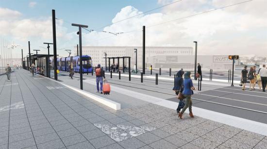 Förslag på Tvärbanans nya hållplats för Bromma flygplats.