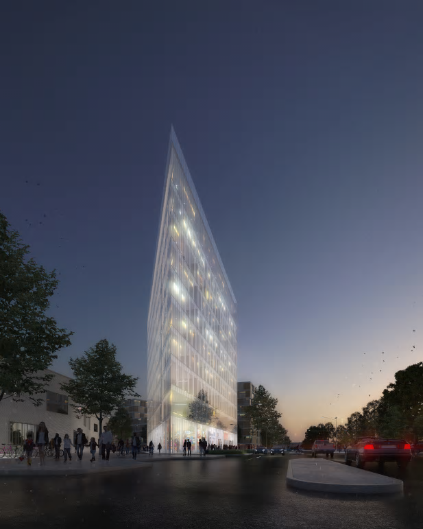 Midroc utvecklar The Edge, en tio våningar hög ikonbyggnad med fasader i glas och stål.