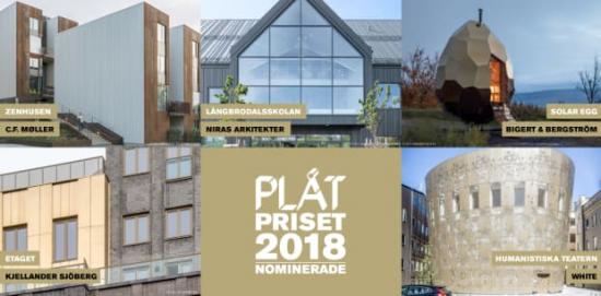 Långbrodalsskolan, Humanistiska teatern, Solar Egg, Etaget och Zenhusen är nominerade till utmärkelsen PL&Aring;TPRISET 2018. Klicka vidare för att se alla nominerade.