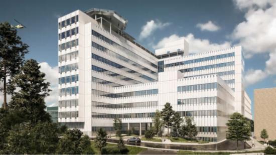 Ramirent vann uppdraget att stötta Locum i arbetet att utforma en säker, effektiv och hållbar arbetsplats under byggnationen av Danderyds sjukhus nya vårdbyggnad (bilden är en illustration).