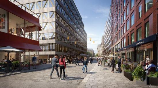 Visionsbild nya Malmskillnadsgatan i riktning mot Mäster Samuelsgatan, sett från bron över Hamngatan (bilden är en illustration).