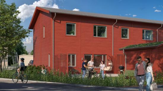 Visionsillustration över Falköpings nya bostäder.
