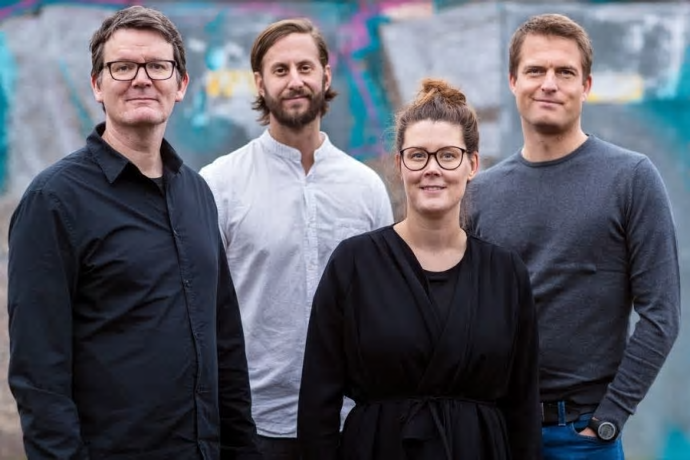 Fyra av Collage Arkitekters nya medarbetare. Från vänster; Raymond Gerritsen, Andreas Fossland, Kicki Viklund och Emil Berglund.
