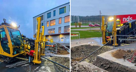 Arbetet med att sammankoppla &Auml;nglandaskolan och Navets skola med en likströmskabel pågår för fullt.