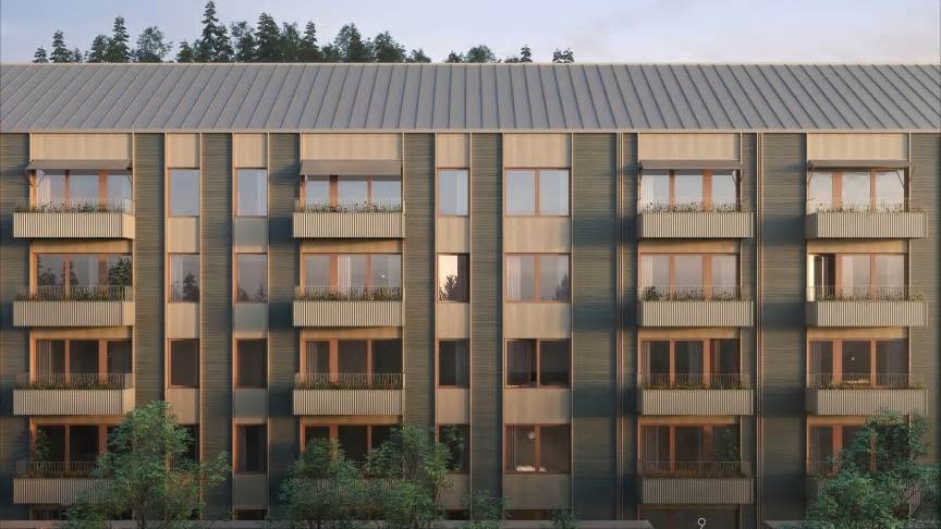 På Bryggaregatan 9 byggs 60 nya bostadsrätter (bilden är en illustration).