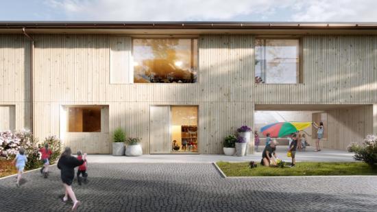 Illustration av den nya förskolan som ska byggas i Vigelsjö.