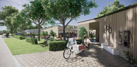I projektets mobilitetshubb kommer de boende bland annat få tillgång till allt som behövs för cykelvård (bilden är en illustration).