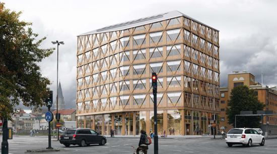 Visionsbild över det kommande kontorshuset i pilotprojektet ”Vi ger arkitekten makten”.