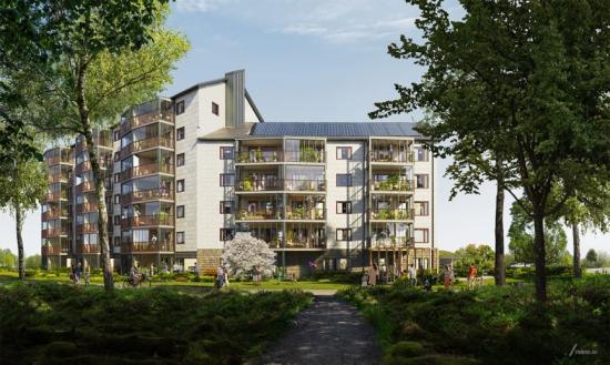 Fem av de 54 bostadsrätterna i Brf Korseberg Fjärd kommer att kunna ”Hyrköpas” av unga vuxna upp till 35 år (bilden är en illustration).