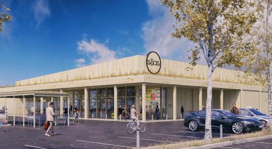 Vistionsbild över butiken på Gotland, som planeras att invigas i juni (bilden är en illustration).