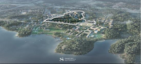 &Ouml;versiktsbild över Framtidens Stora Sköndal etapp 2a (bilden är en illustration).