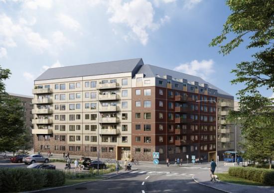 Lägenheterna. som ligger nära skogen, kommunikationer och områdets terrasspark, ska stå klara till Göteborgs 400-års jubileum 2021.