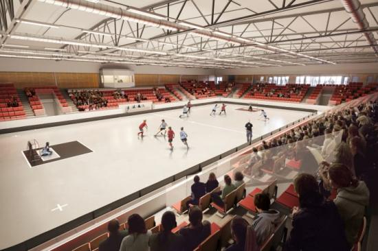 Wallenstam arena med matchplan och plats för 1 600 åskådare.