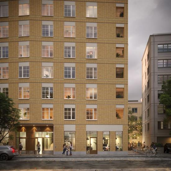 Visionsbild över entrén till Kabelverket A1.