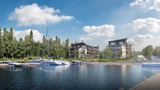 3D-bild på de planerade bostadsrätterna (bilden är en illustration).