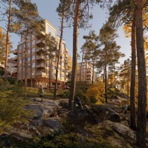 Visionsbild över Folkhems projekt i Gröndal (bilden är en illustration).