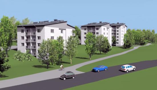 Illustration över de nya fastigheterna.
