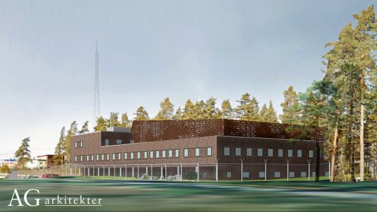 Visionsbild över nya samhällsgemensamma ledningscentralen i &Ouml;rebro (bilden är en illustration).