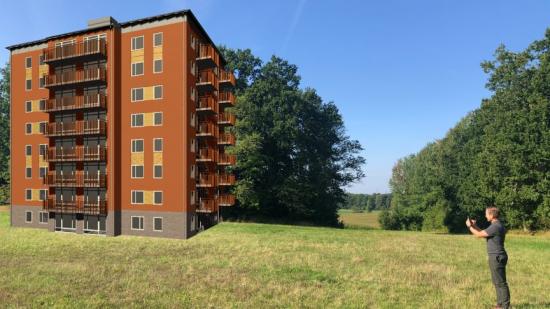 JSB lanserar en egenutvecklad applikation och introducerar AR-teknologin i byggbranschen (bilden är ett kollage).