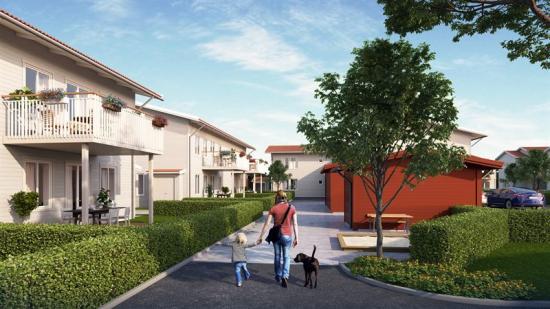 Kvarteret med 20 bostadsrätter har en gemensam innergård för lek och möten grannar emellan.