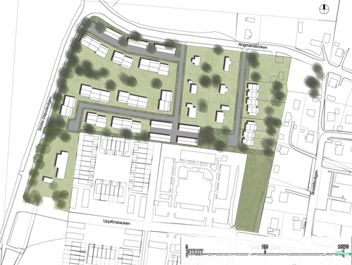 Situationsplan över planområdet i Obbola.