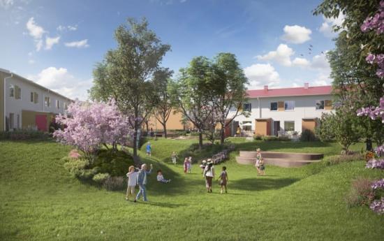 74 radhus ska byggas i Bergsjön av fastighetsbolaget Balder. Det byggs även tre punkthus med ungefär 120 bostadsrätter.